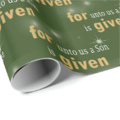 Kerst Christelijke tekst op groen Cadeaupapier (Rol Hoek)