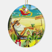 Kerst Cirkel Ornament, Summer Beach Santa Keramisch Ornament (Links)