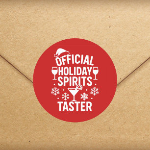 Kerst citaat grappige feestgeesten proever rode ronde sticker