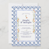 Kerst Citrus Botanische Bloemen Tegels | Vakantie Kaart (Voorkant)