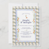 Kerst Citrus Botanische Bloemen Tegels | Vakantie Kaart (Voorkant)