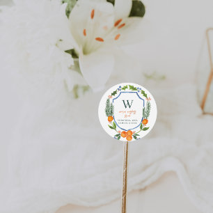 Kerst Citrus Botanische Bloemen Vakantie Ronde Sticker