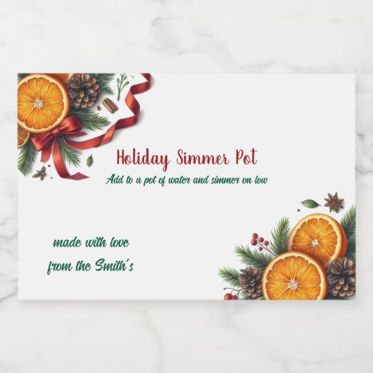 Kerst Citrus Sudderpot Geuren Voedselcontainer Etiket (Enkel label)