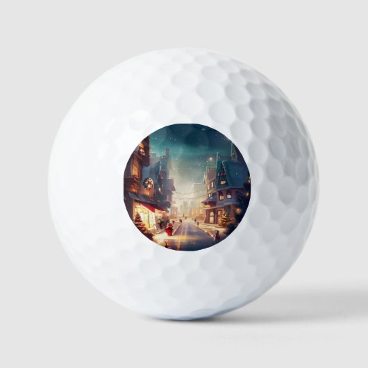Kerst City Street (2) Golfballen (Voorkant)