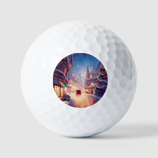 Kerst City Street (4) Golfballen (Voorkant)