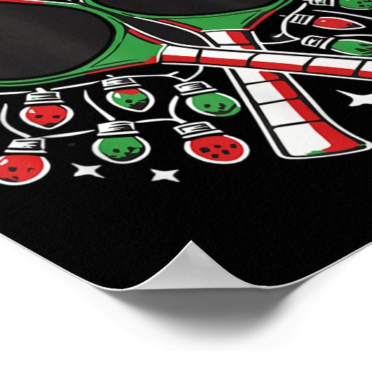 Kerst Ckleball Paddle met Santa Hat Xmas Light Poster (Hoek)