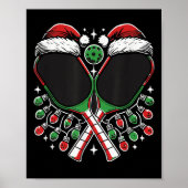 Kerst Ckleball Paddle met Santa Hat Xmas Light Poster (Voorkant)