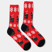 Kerst Clapperboards en Snowflakes Leuke Film Sokken (Rechts)