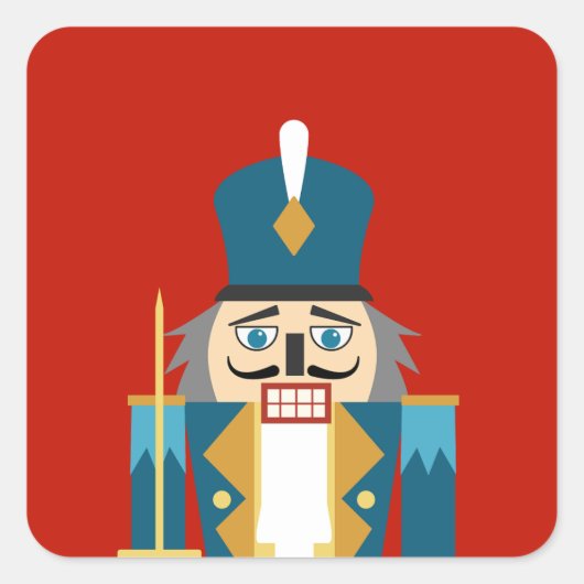 Kerst Classic Notenkraker Onderzetter Vierkante Sticker (Voorkant)