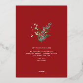 Kerst Classic Red Botanical JOY Collage Foto Folie Feestdagenkaart (Achterkant)