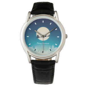Kerst Classic zwart lederen horloge