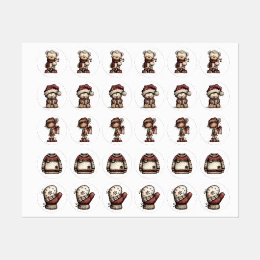 Kerst Clipart Collectie | Teddibeer Labels (Vel)