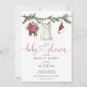 Kerst Clothesline Winter Baby shower Kaart