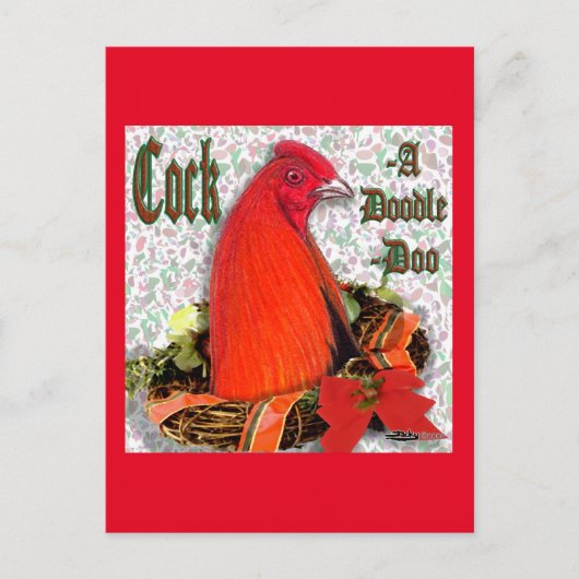 Kerst Cockadoedledoo Feestdagenkaart (Voorkant)