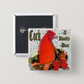 Kerst Cockadoedledoo Vierkante Button 5,1 Cm (Voorkant /achterkant)