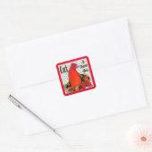 Kerst Cockadoedledoo Vierkante Sticker (Envelop)