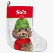 Kerst Cockapoo met Dog's naam Grote Kerstsok (Voorkant)