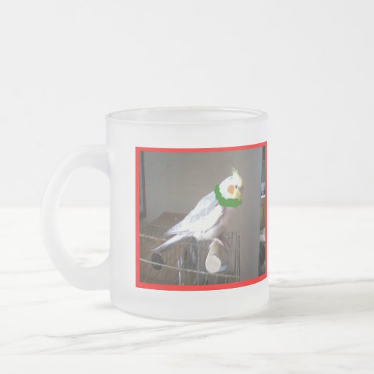 Kerst Cockatiel Frosty Mok (Links)