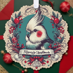 Kerst Cockatiel Vakantie Krans Huisdier Vogel Naam Ornament Kaart