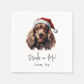 Kerst Cocker Spaniel Dog Gepersonaliseerde Drinken Servet (Voorkant)