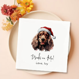 Kerst Cocker Spaniel Dog Gepersonaliseerde Drinken Servet