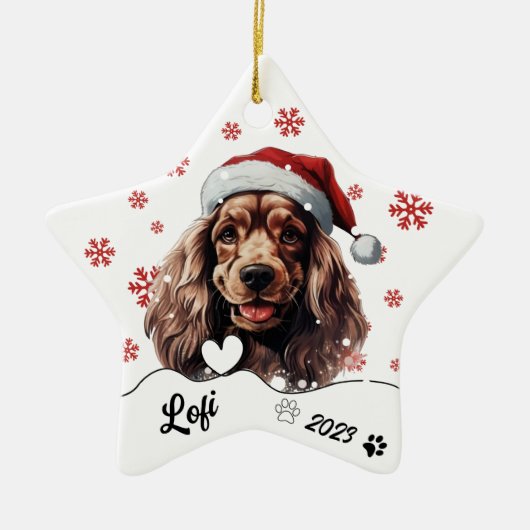 Kerst Cocker Spaniel gepersonaliseerd Keramisch Ornament (Voorkant)