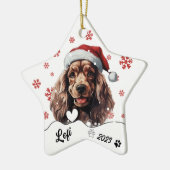 Kerst Cocker Spaniel gepersonaliseerd Keramisch Ornament (Links)