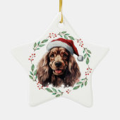 Kerst Cocker Spaniel gepersonaliseerd Keramisch Ornament (Achterkant)