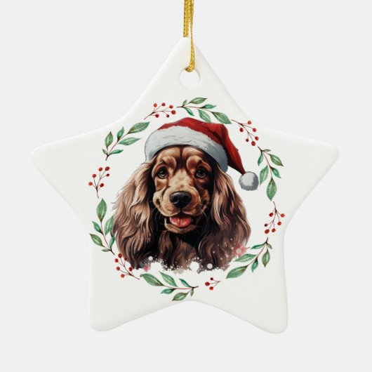 Kerst Cocker Spaniel gepersonaliseerd Keramisch Ornament (Achterkant)