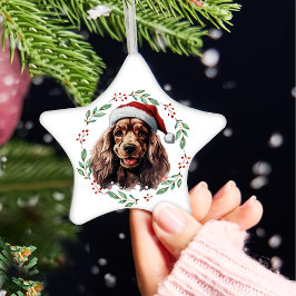 Kerst Cocker Spaniel gepersonaliseerd Keramisch Ornament