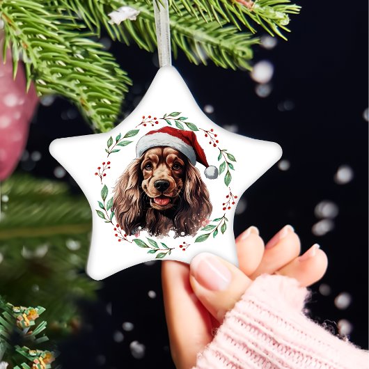 Kerst Cocker Spaniel gepersonaliseerd Keramisch Ornament
