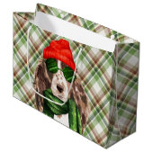 Kerst Cocker Spaniel Hond en Plaid Vakantie Groot Cadeauzakje (Voorkant Gekanteld)
