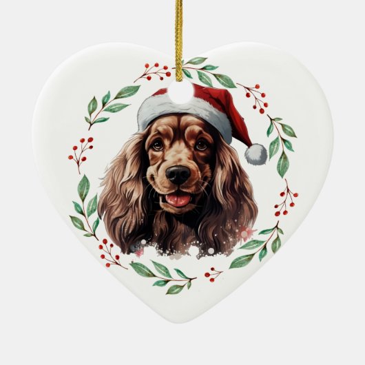 Kerst Cocker Spaniel Hond Gepersonaliseerd Keramisch Ornament (Achterkant)