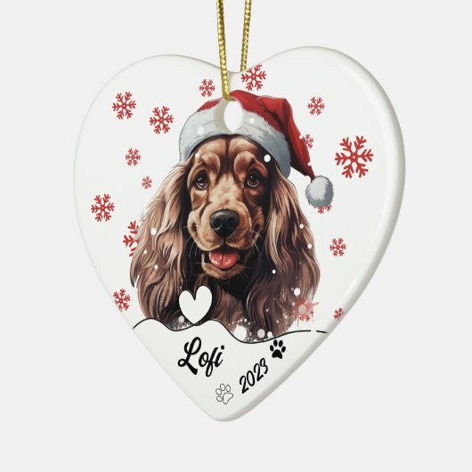 Kerst Cocker Spaniel Hond Gepersonaliseerd Keramisch Ornament (Links)