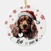 Kerst Cocker Spaniel Hond Gepersonaliseerd Keramisch Ornament (Voorkant)
