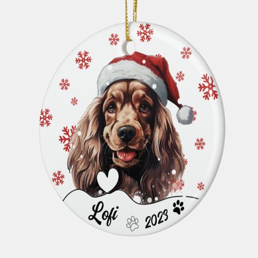 Kerst Cocker Spaniel Hond Gepersonaliseerd Keramisch Ornament (Links)