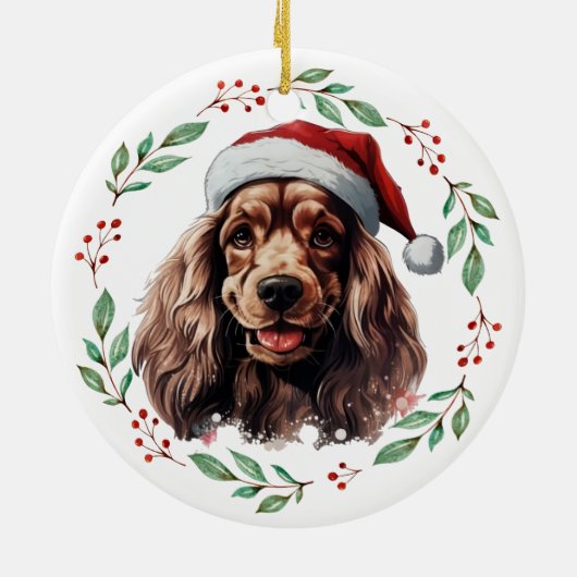 Kerst Cocker Spaniel Hond Gepersonaliseerd Keramisch Ornament (Achterkant)