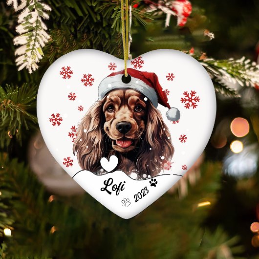 Kerst Cocker Spaniel Hond Gepersonaliseerd Keramisch Ornament