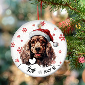 Kerst Cocker Spaniel Hond Gepersonaliseerd Keramisch Ornament
