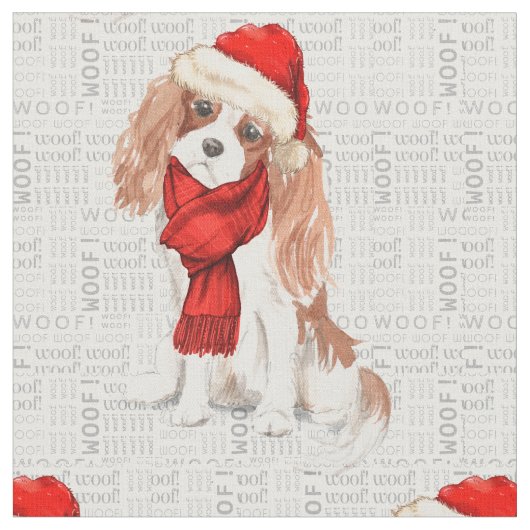 Kerst Cocker Spaniel Hond Woof Word Art Stof (Close Up)