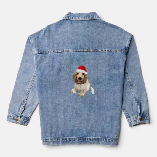 Kerst Cocker Spaniel (Wit) Essential T-shirt Denim Jacket (Achterkant)
