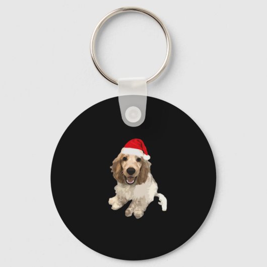 Kerst Cocker Spaniel (Wit) Essential T-shirt Sleutelhanger (Voorkant)