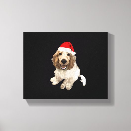Kerst Cockerspaniël (Wit) Essential T-shirt Canvas Afdruk (Voorkant)