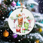 Kerst Cocktail Dranken Drinken Keramisch Ornament<br><div class="desc">Dit ontwerp kan worden gepersonaliseerd door de Edit optie van het Ontwerp te kiezen. Je kunt ook overdragen naar andere objecten. Neem contact met me op via colorflowcreations@gmail.com of gebruik de chatoptie bovenaan de pagina als u dit ontwerp op een ander product wilt plaatsen of hulp nodig hebt. Bekijk meer...</div>