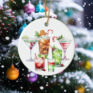 Kerst Cocktail Dranken Drinken Keramisch Ornament