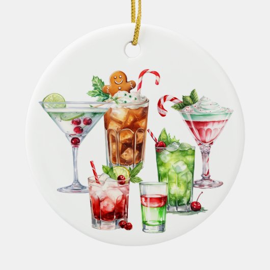 Kerst Cocktail Dranken Drinken Keramisch Ornament (Voorkant)