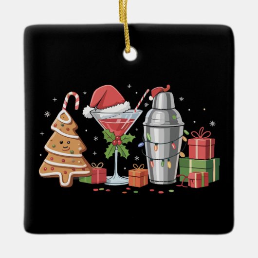 Kerst Cocktail Espresso Martini Drink Feest Keramisch Ornament (Voorkant)