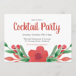 Kerst Cocktail Party Bloemenuitnodiging Kaart