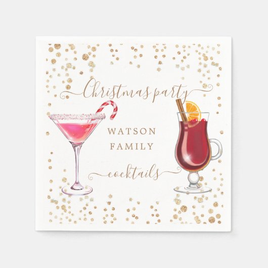 Kerst cocktail party glitter monogram servet (Voorkant)