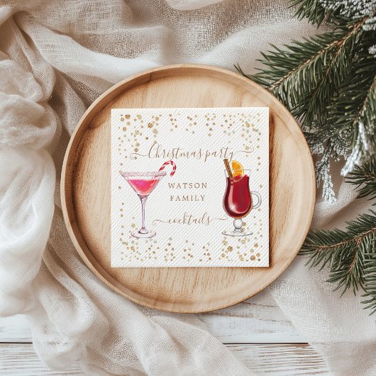 Kerst cocktail party glitter monogram servet